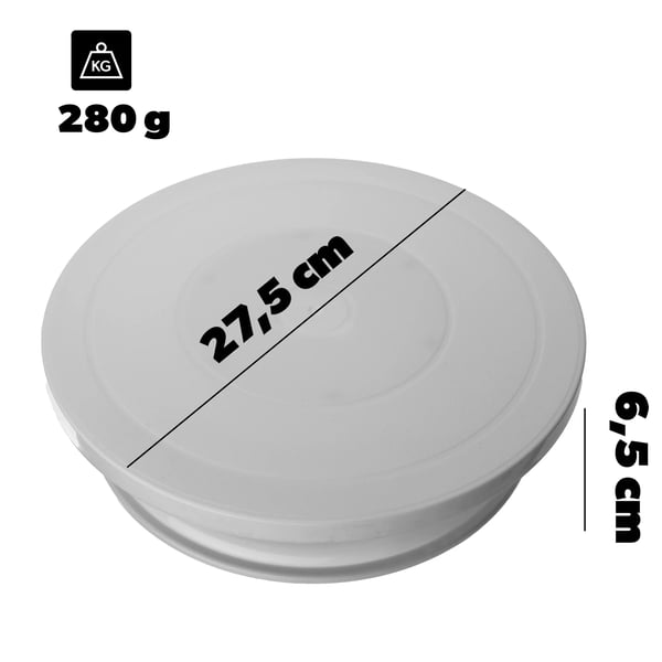 Kagefad - Kagedrejeskive - Glas - Rund - 28 cm - Fødevaregodkendt - Hvid