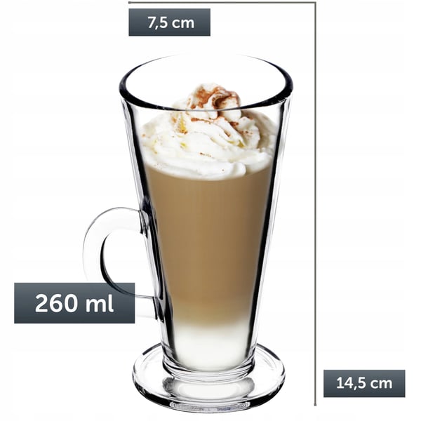 Latteglas - Kaffeglas - Sæt med 6 - 260 ml pr. glas