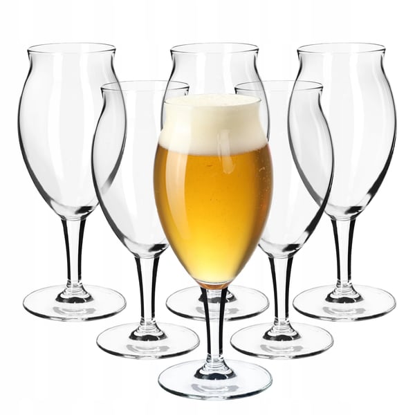 Ølglas - Pokalglas - Sæt 6 stk - 410 ml pr. glas - FCM-godkendt - Fremstillet i Polen
