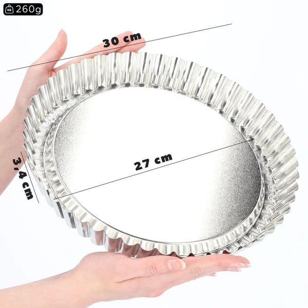 Bakform - Pajform/Quicheform - Rund - Diameter 30 cm - Metall - CE/EU