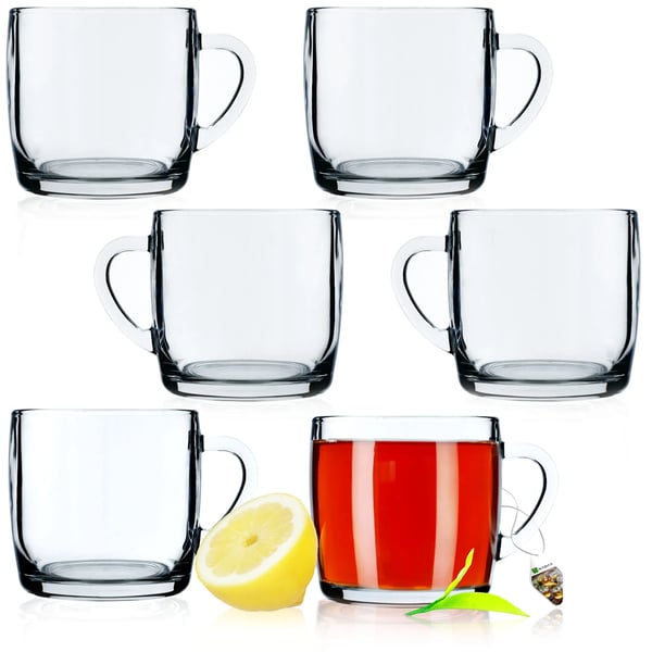 Te- og kaffeglas - Glaskrus med hank - 6 stk - 310 ml - Fødevaregodkendt