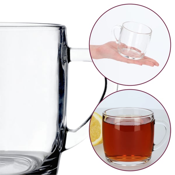 Te- og kaffeglas - Glaskrus med hank - 6 stk - 310 ml - Fødevaregodkendt