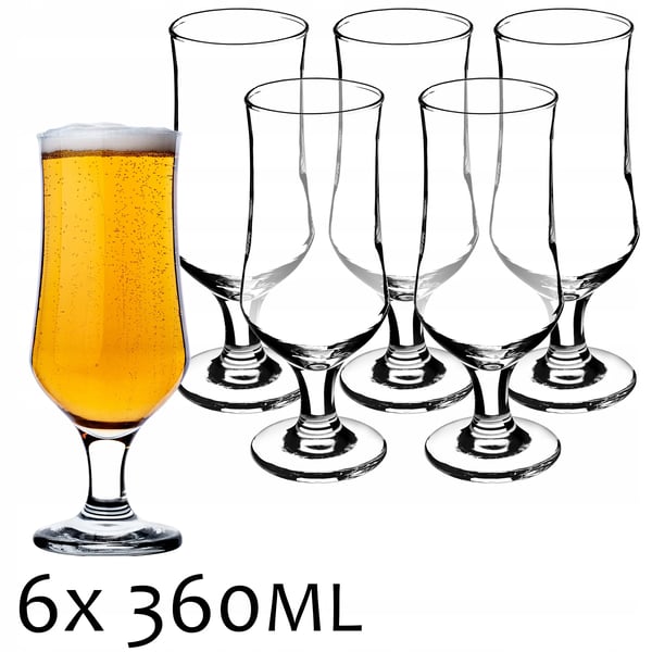 Ølglas Sæt - Pintglas - 6 stk - 360 ml - FCM-certificerede - Fremstillet i Polen