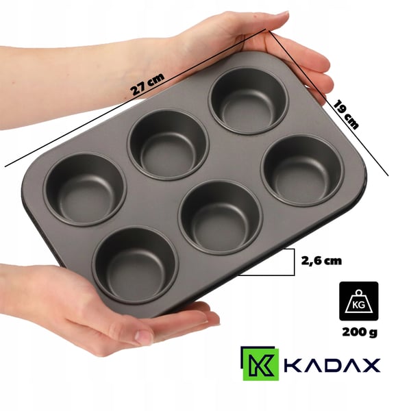 Muffinplade - Muffinform/Cupcakeform - Non-stick - Metal - CE/EU - Sølv