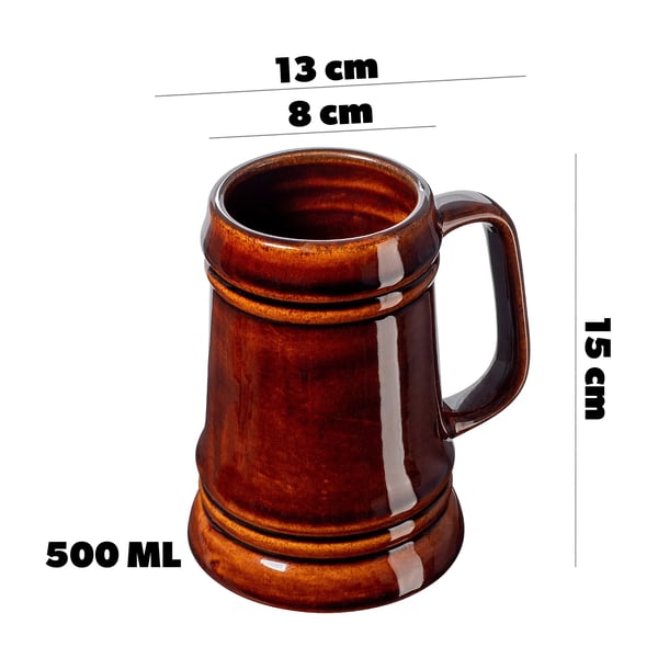 Ølkrus - Pint 500 ml - Stentøj - 2-pak - FCM-certificeret - Brun