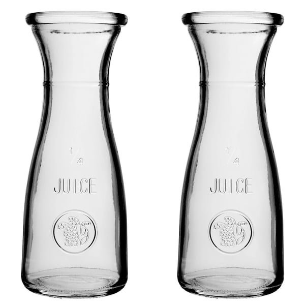 Glaskaraffel - Dekanter - 250 ml - Sæt med 2 stk - Til vand og lemonade - Fødevaresikker
