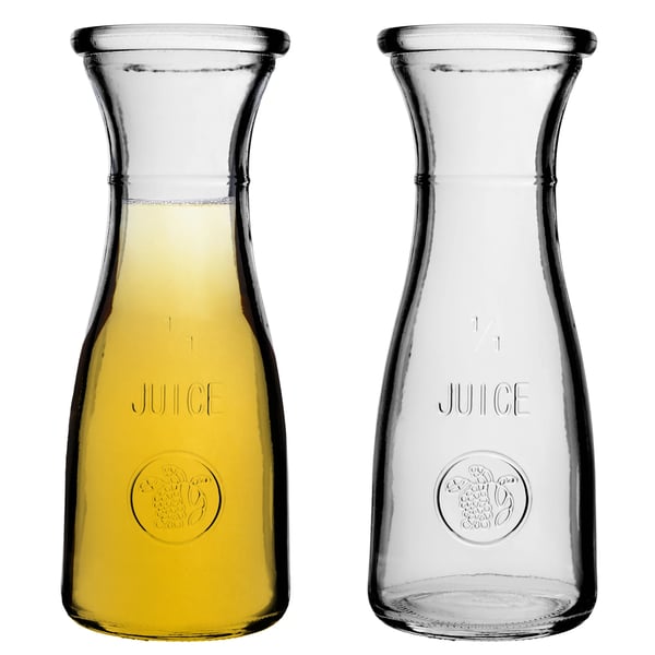 Glaskaraffel - Dekanter - 250 ml - Sæt med 2 stk - Til vand og lemonade - Fødevaresikker