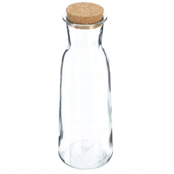 Glaskaraff - Vatten- och vinkaraff - 1 liter - Med kork - FCM-godkänd
