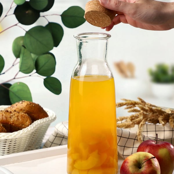 Glaskaraffel - Vand- og vinkaraffel - 1 liter - Med prop - FCM-godkendt