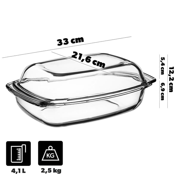Ugnsform - Gratinform - 4,1 l - Ugnssäker - Keramik - Rektangulär - Med lock