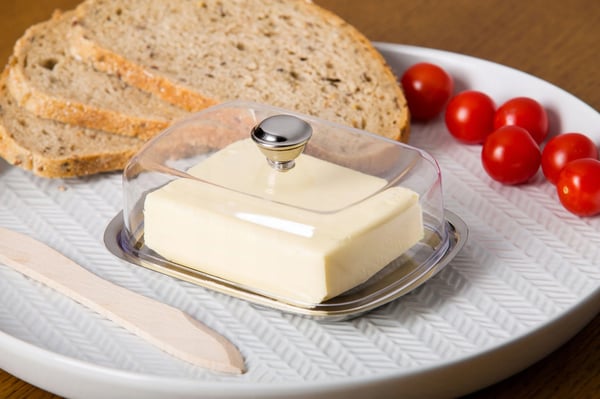 Smørdåse - Smørbakke - Rustfrit stål - Med låg og bakke - FCM-certificeret