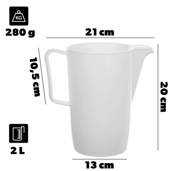 Plastkande - Serveringskande - 2 l - FCM-godkendt - Fødevaregodkendt - Hvid