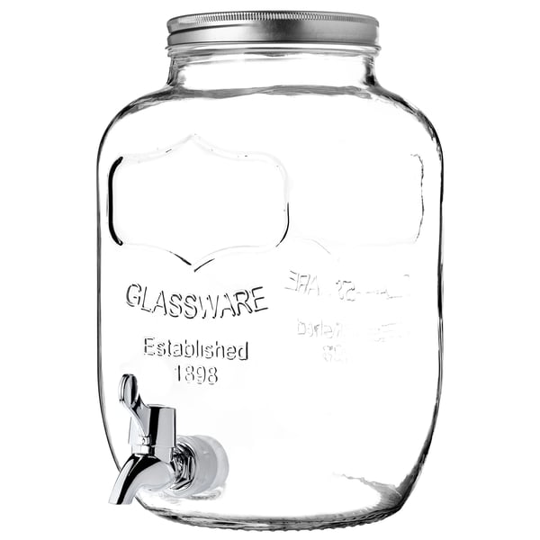 Glaskrukke - Lemonadekrukke - 4 l - Glas - Skruelåg - Fødevaregodkendt - Til lemonade, juice og drikke - Klar Glaskrukke - Lemonadekrukke - 4 l - Glas - Skruelåg - Fødevaregodkendt - Til lemonade, juice og drikke - Klar