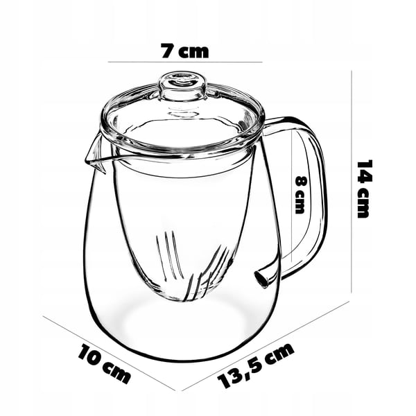 Glastekande - Tekande med si/infuser - 600 ml kapacitet - Til løs te og urtete - Fødevaresikker FCM