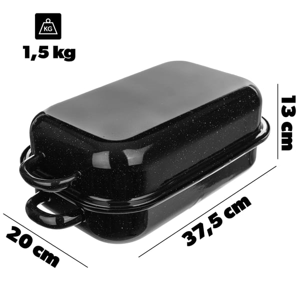 Ugnsform - Gratängform - Emaljerad metall - Rektangulär - 38 cm - Brun