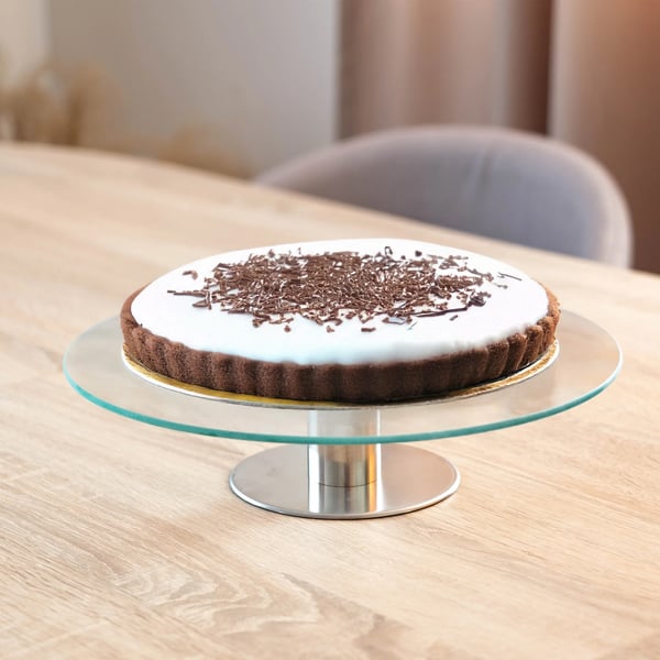Drejeligt kagefad / drejeskive - Kagefad i glas - Diameter 28 cm - Rund - Fødevaregodkendt
