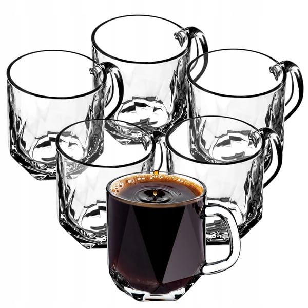 Te- og kaffeglas - Glaskrus - 300 ml - Med Hanker - 6-pak - FCM-certificeret