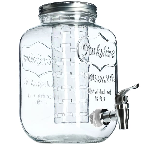 Glasbeholder til drikke - 4 l - Til vand, lemonade og juice - Med indsats - Fødevaresikker (FCM)