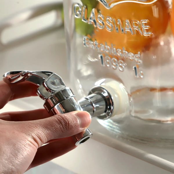 Glasbeholder til drikke - 4 l - Til vand, lemonade og juice - Med indsats - Fødevaresikker (FCM)