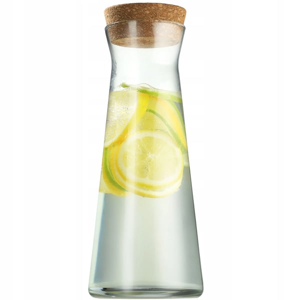 Glaskaraffel - Kande/Karaffel - 1 Liter - Til Vand, Juice, Limonade og Vin - FCM-certificeret