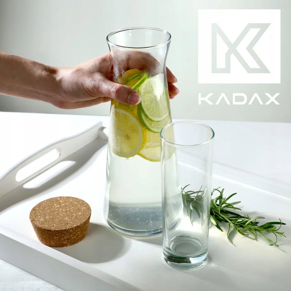 Glaskaraffel - Kande/Karaffel - 1 Liter - Til Vand, Juice, Limonade og Vin - FCM-certificeret