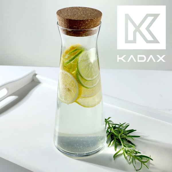 Glaskaraffel - Kande/Karaffel - 1 Liter - Til Vand, Juice, Limonade og Vin - FCM-certificeret
