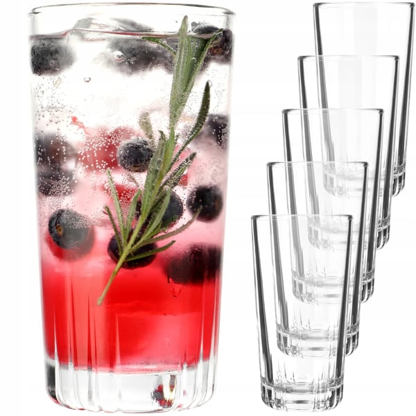 Drikkeglas - Sæt med 6 - 340 ml - Klart glas - Til vand & juice - Fødevaregodkendt (FCM)