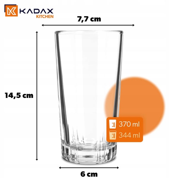 Drikkeglas - Sæt med 6 - 340 ml - Klart glas - Til vand & juice - Fødevaregodkendt (FCM)