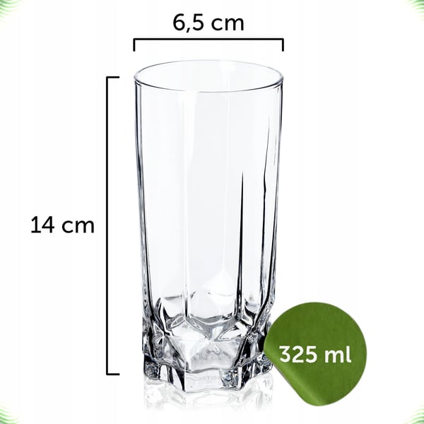 Dricksglas - Set - 6-pack - 325 ml per glas - FCM-certifierade - Tillverkade i Polen