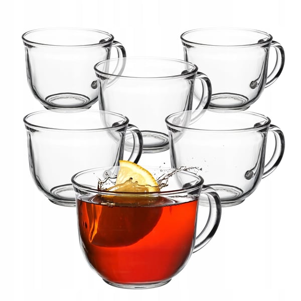 Te- og kaffeglas - Glaskrus - 6-pak - 480 ml - Med hank