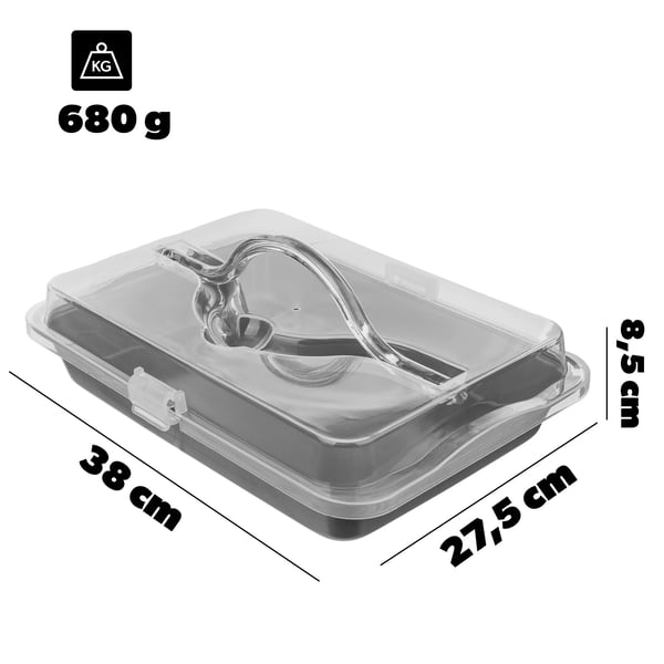 Ildfast fad - Gratinfad - Slip-let - Med låg - Metal - 38x28 cm - Brun