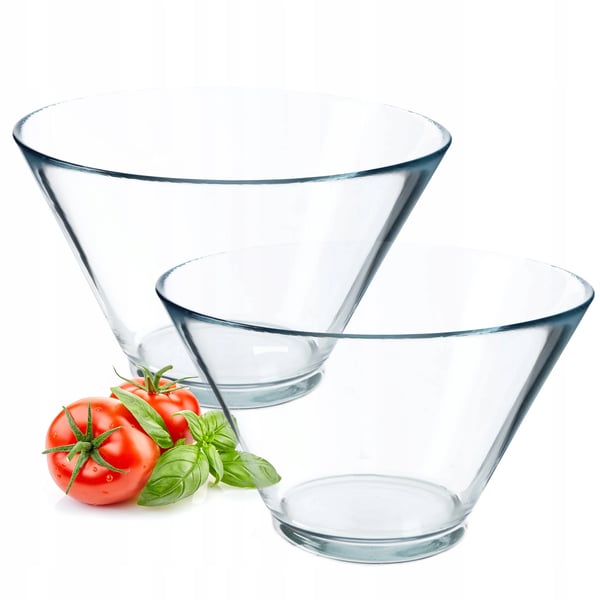 Salatskåle i glas - Sæt med 2 - 17 cm - Runde - Gennemsigtige