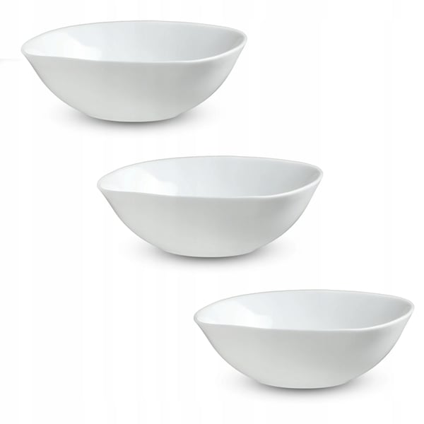 Salatskålssæt - Glasskåle - 3-pak - 16 cm - Til suppe og snacks - Hvid