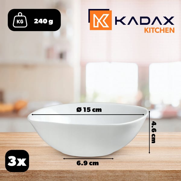 Salatskålssæt - Glasskåle - 3-pak - 16 cm - Til suppe og snacks - Hvid