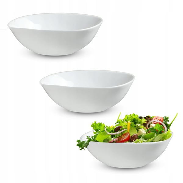 Salatskålssæt - Glasskåle - 3-pak - 16 cm - Til suppe og snacks - Hvid