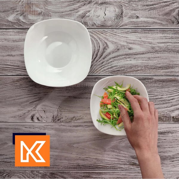 Salatskålssæt - Glasskåle - 3-pak - 16 cm - Til suppe og snacks - Hvid