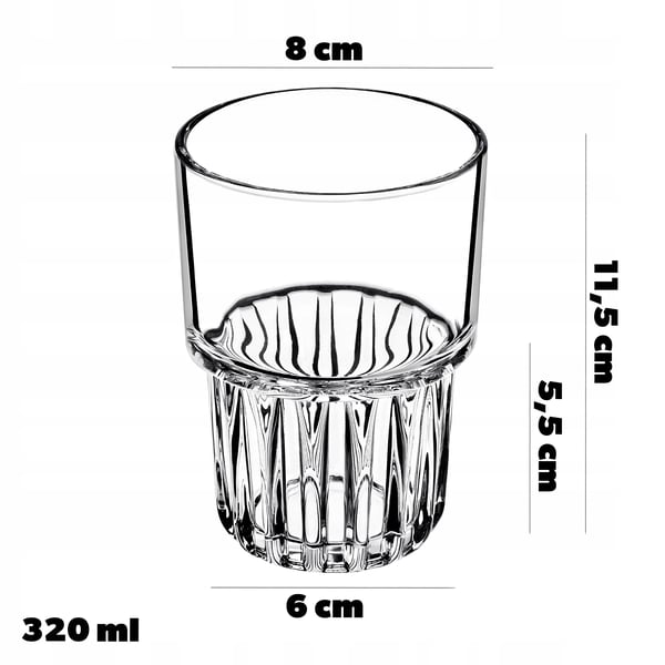Drikkeglas - Vandglas 4-pak - Til Kolde Drikke - 320 ml - FCM-certificeret
