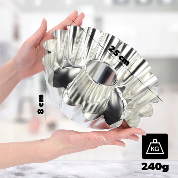 Bakform - Kakform med Hål i Mitten - 25 cm - Metall - Silver
