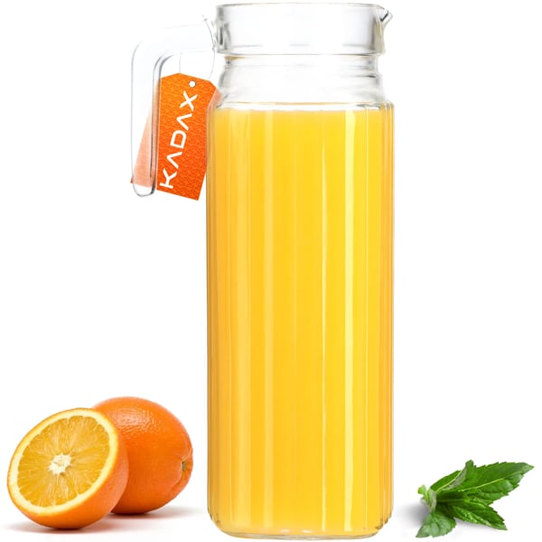 Glaskanna för drycker - Karaff - Stor - 1,1 l Kapacitet - För vatten, saft, juice - FCM-certifierad