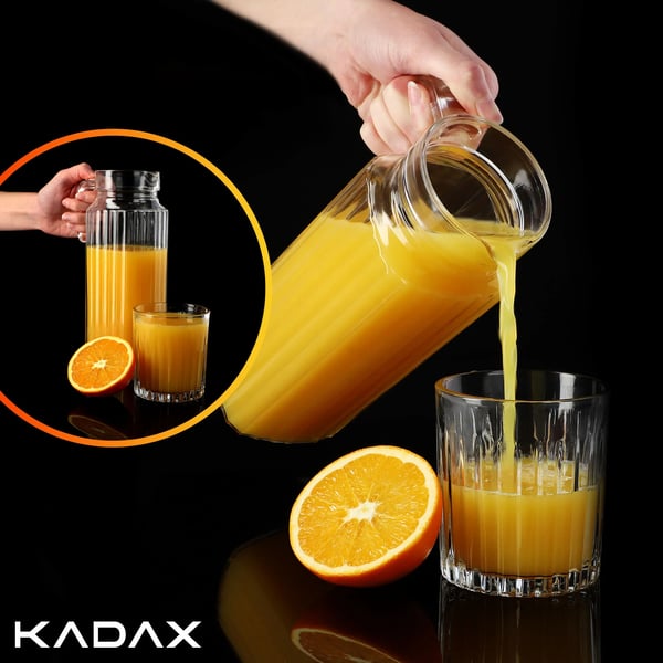 Glaskande til drikke - Karaffel - Stor - 1,1 l Kapacitet - Til vand, saft, juice - FCM-godkendt