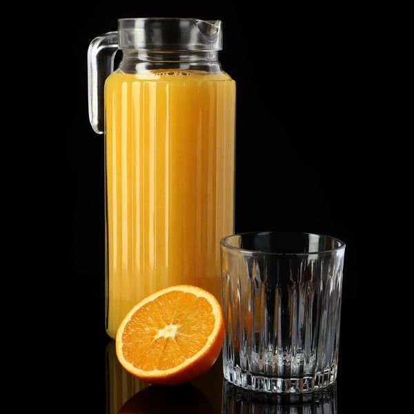 Glaskande til drikke - Karaffel - Stor - 1,1 l Kapacitet - Til vand, saft, juice - FCM-godkendt