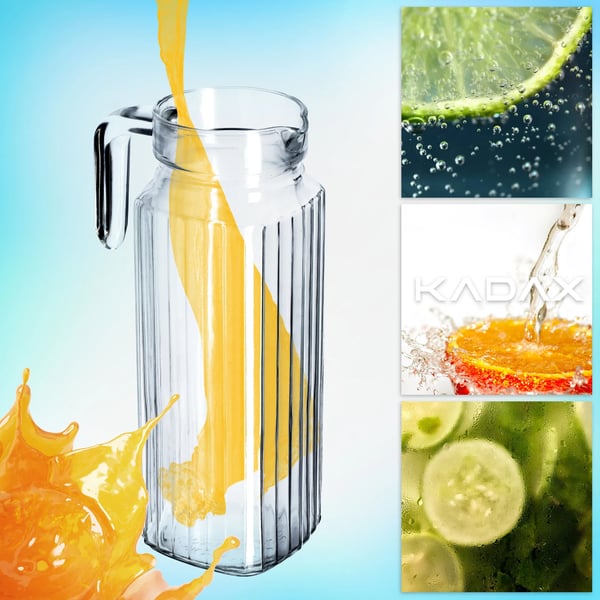 Glaskande til drikke - Karaffel - Stor - 1,1 l Kapacitet - Til vand, saft, juice - FCM-godkendt