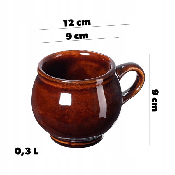 Vinkrus - Stentøjskrus - 300 ml - Med Hank - Brun