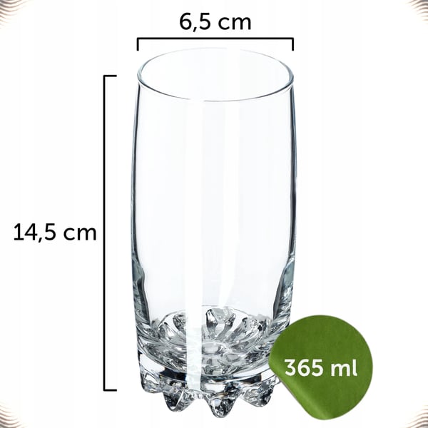Juice- og drikkeglas - 6-pak - 365 ml - FCM-certificerede