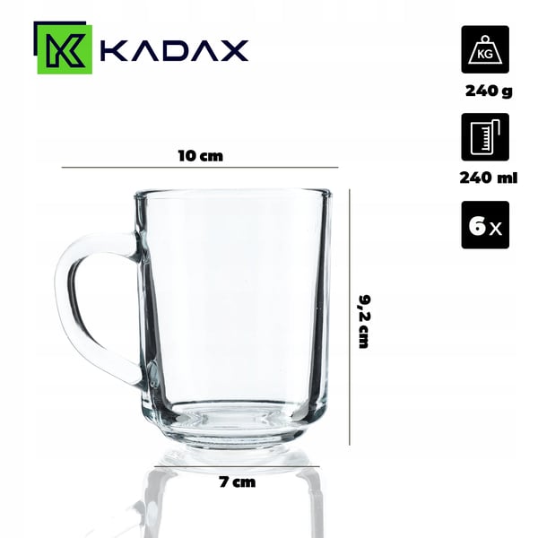 Kaffe- og teglas - Sæt med 6 - 240 ml - FCM-certificerede - Brun