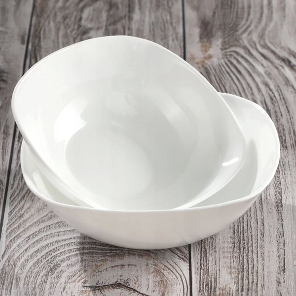 Glasskålsæt - Salatskåle - 6 stk. - Ø 19 cm - Glas - Til salat, suppe, snacks - Hvid