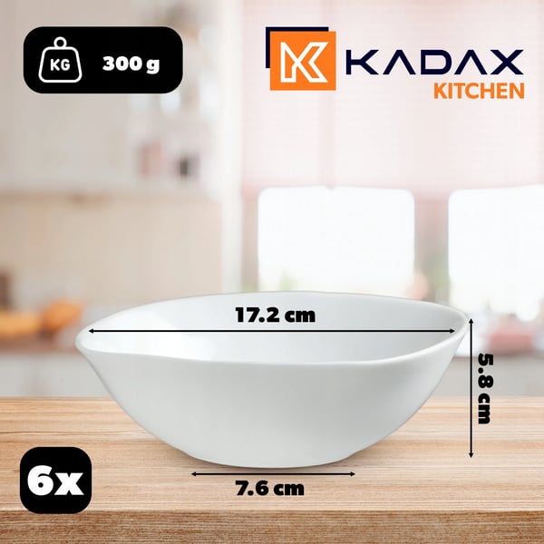 Glasskålsæt - Salatskåle - 6 stk. - Ø 19 cm - Glas - Til salat, suppe, snacks - Hvid