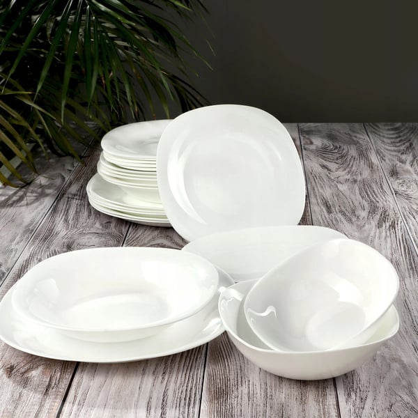 Glasskålsæt - Salatskåle - 6 stk. - Ø 19 cm - Glas - Til salat, suppe, snacks - Hvid