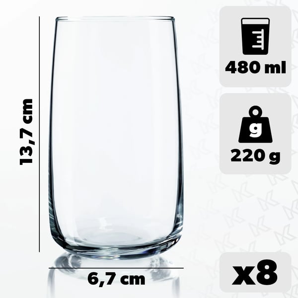 Dricksglas - Set 8-pack - 480 ml Per Glas - Brun