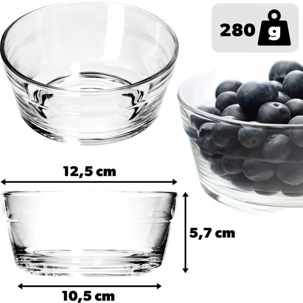 Skål i glas - Salatskål/snackskål - Størrelse 12,5 cm - CE/EU-godkendt